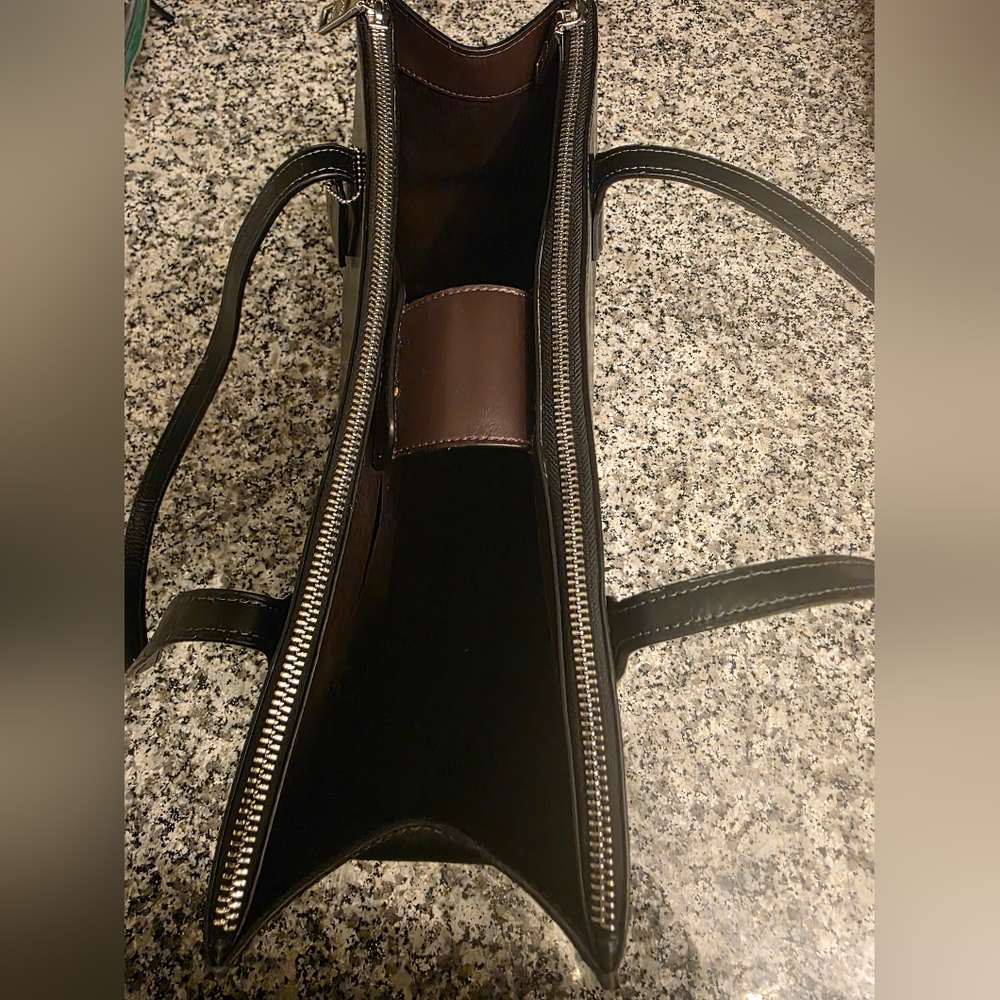 Coach Midnight Black Leather Nina Tote Aka Work Tote - Picture 4 of 6